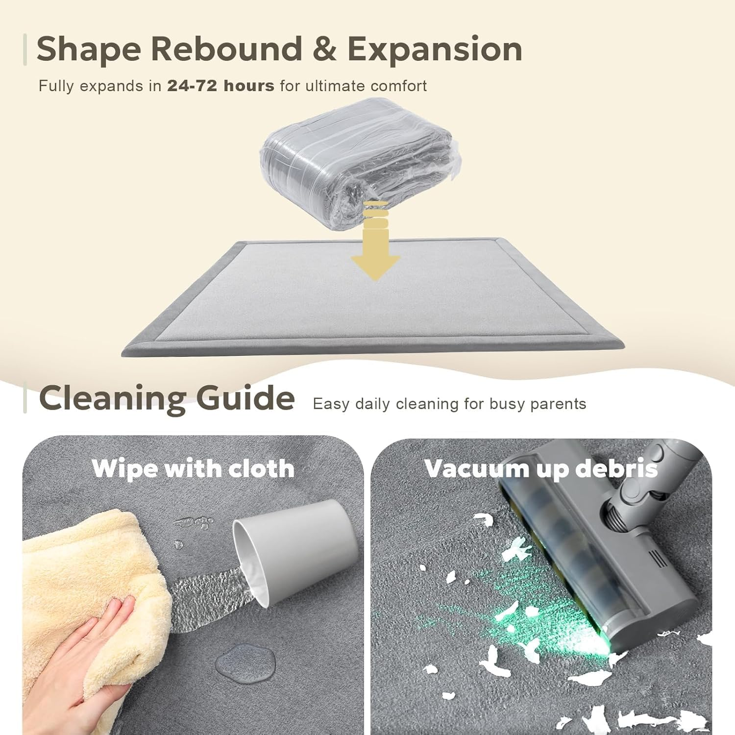 Kids Baby Play Mat, 3Cm Thick Tatami Muscle Mat, Extra Thick Foam Mat for Kids in Tatami Mat Ideal for Crawling, Tummy Time Childrens Playroom Decor, 150 * 200Cm image number 2