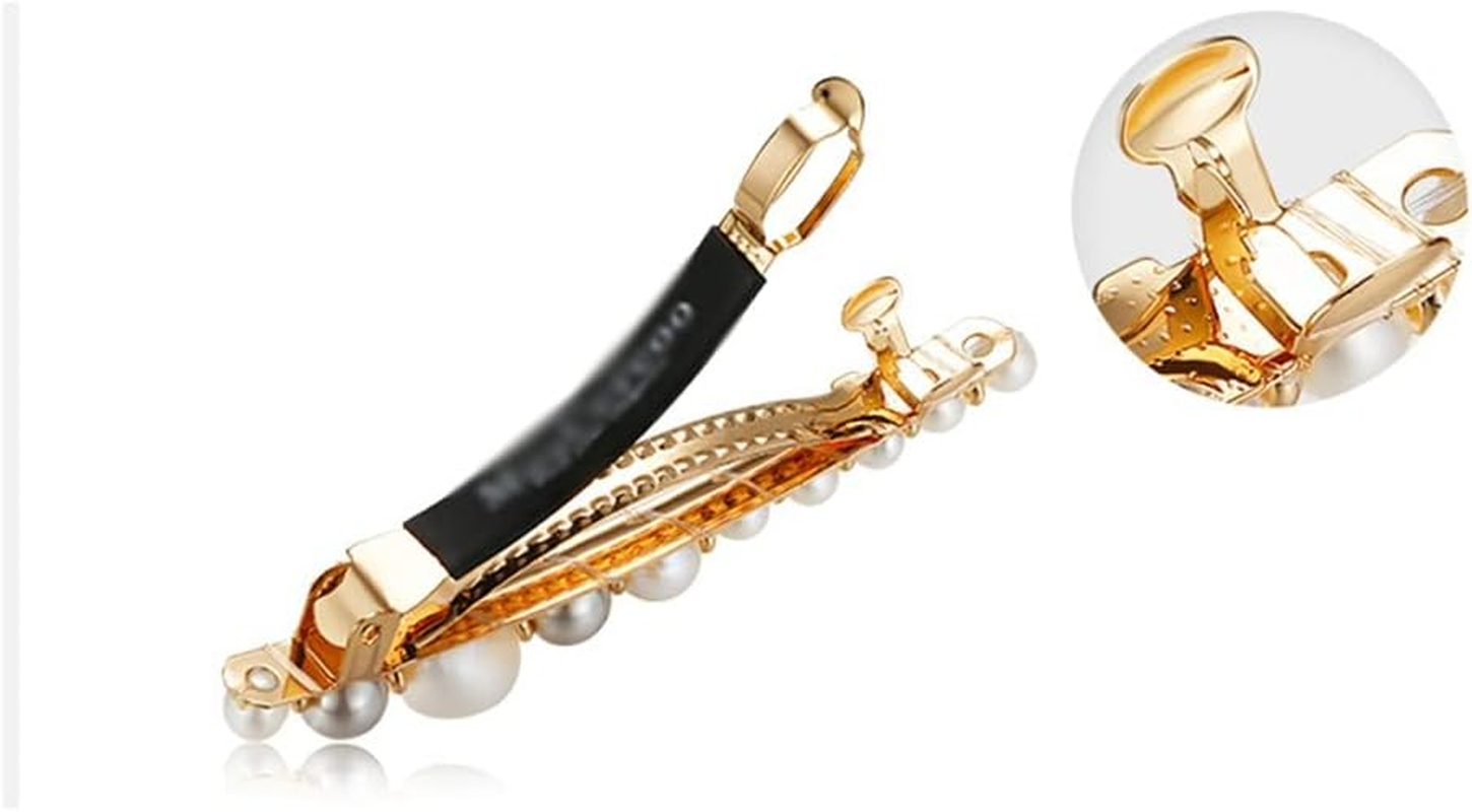 Crystal Hair Accessories,Clips Hairpins,Clip Plate,Pearl Praise Series Hairpin Baroque Back Head Press Clip One-Word Hairpin Women'S Plate Hairpin Headwear (Color : A, Size : 8.1 * 1.1Cm) image number 3