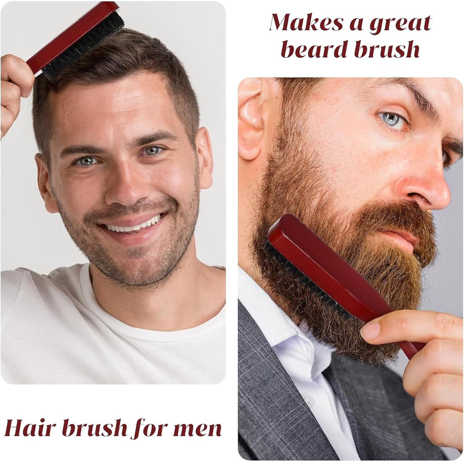 Yeanifeana 2 Pack Men'S Soft Boar Bristle Beard Brush and Hair Comb, Multi-Functional Grooming Tool for Beard Care and Hair Styling at Home or Travel image number 3