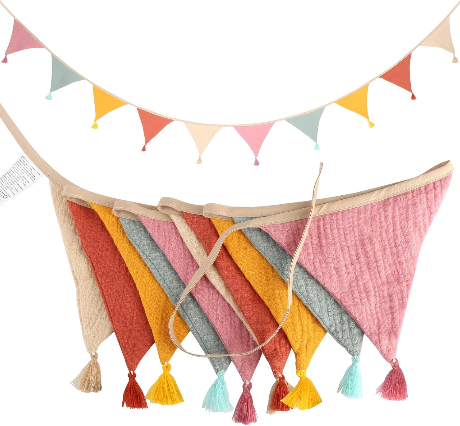 Children'S Room Decoration, 2.6M Triangular Fabric Bunting, Multicolor, Weatherproof, Ideal for Parties & Gifts image number 6