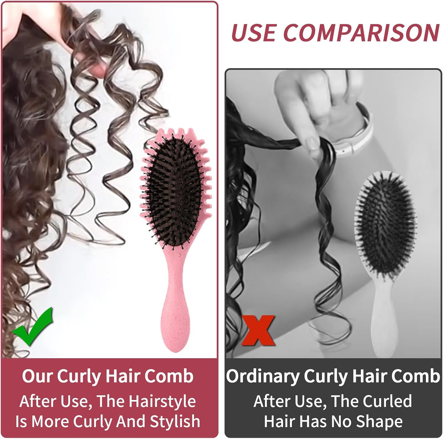 Wesoke Curl Defining Brush & Scalp Massager, Curly Hair Brush for Detangling, Shaping and Defining Curls for Women Men, Long Shampoo Brush with Soft Silicone Bristles for Hair Care Relaxation, Pink image number 2