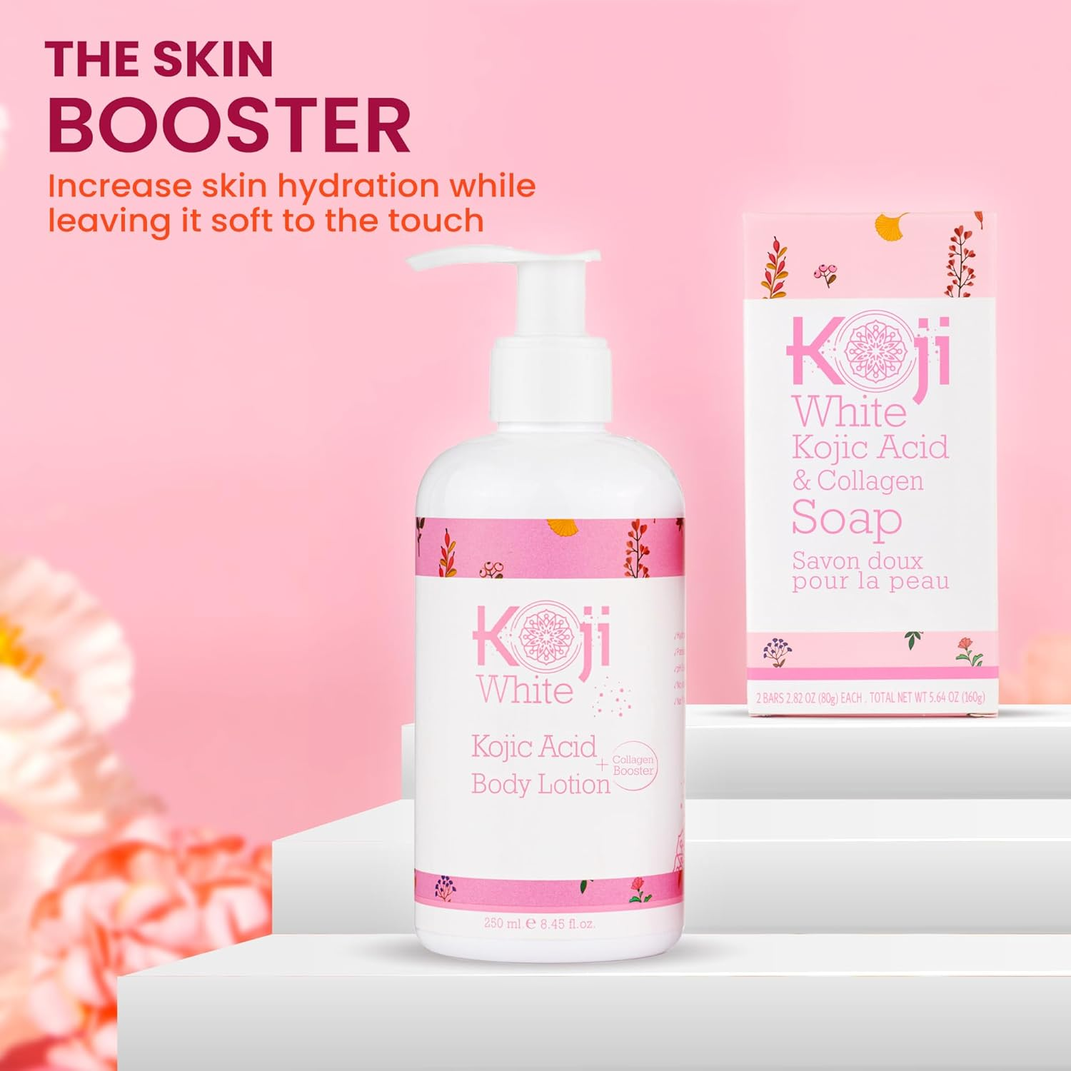 Koji White Kojic Acid & Collagen Body Lotion - Hydrated & Radiant Skin with Arbutin, Deep Moisturizing, Nourishing Care for Smooth & Healthy-Looking Skin &ndash; Vegan, 8.45 Fl Oz (1 Bottles)