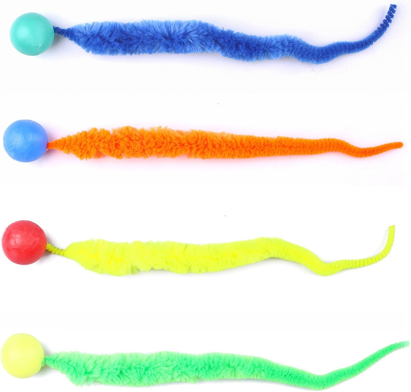 PAKESI 4 Wobble Balls for Cats, Interactive Cat Toy, Pet Toys, Cat Stuff, Wobble Balls, Fun Bouncing Balls, Interactive Toy for Indoor Use, Long Tail Ball, Cat Toy for Training