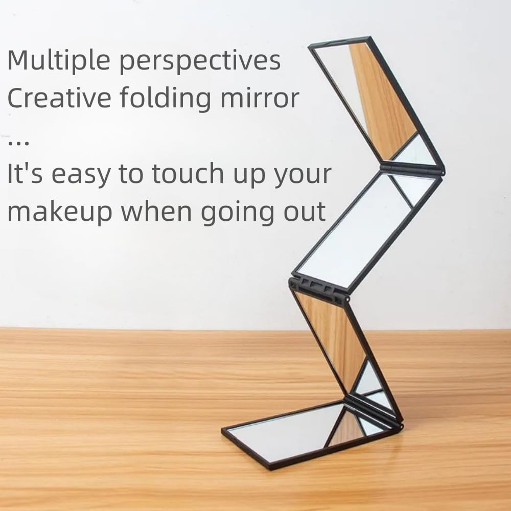 DACUAN 4-Way Foldable Makeup Mirror, 1Pc 4 Way 360 &deg; Adjustable Folding Mirror,Portable Four Sided Mirrors for Makeup image number 1