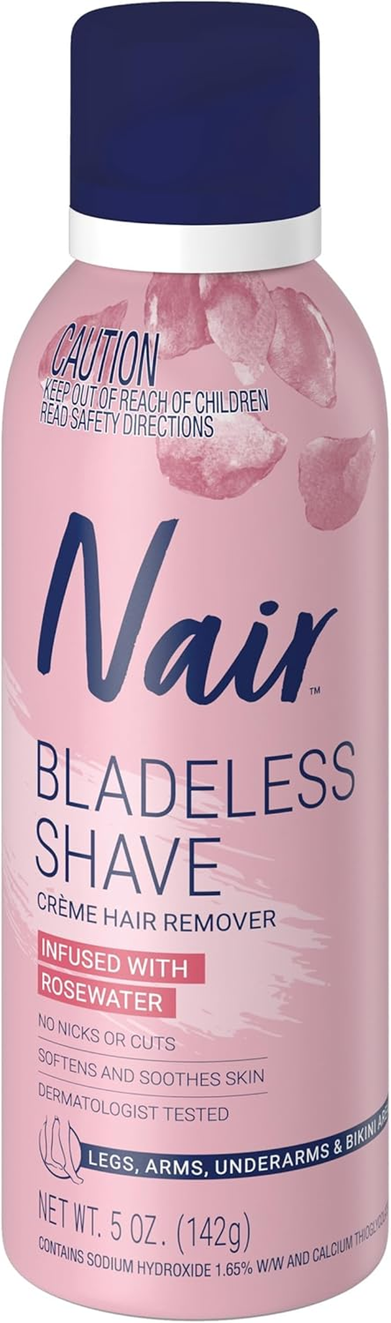 Nair Bladeless Shave Rosewater Hair Removal Cream - Softens and Soothes Skin - Gentle & Razor-Free Hair Remover Cream for Legs, Arms, Underarms and Bikini Area - All Skin Types - 142G image number 2