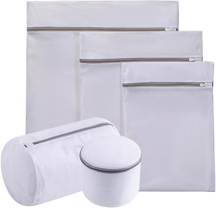 Chamgeco 4PCS Mesh Laundry Bags, Travel Storage Organize Bag for Delicates with Premium Zipper, Clothing Washing Bags for Laundry,Blouse, Bra,Hosiery,Stocking,Underwear,Lingerie (Set of 4 - Black)