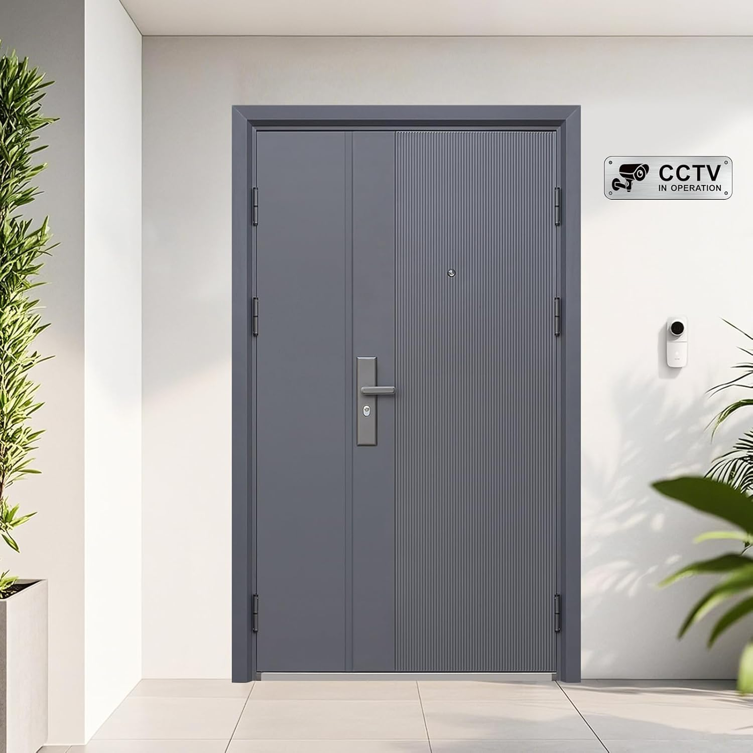 4 Pack CCTV in Operation Signs - 5.91X1.97 Inches Small Brushed Aluminum CCTV Warning Stickers, Self-Adhesive Waterproof CCTV Signs for Doors, Walls, Windows Indoor/Outdoor image number 2