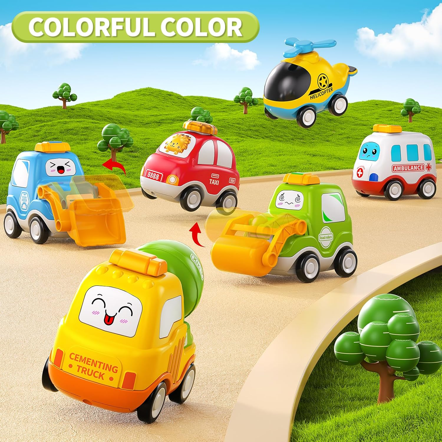 Press and Go Car Toys for Toddlers 1-3, 6 Pack Animal Baby Car Toys for Infants 6-9-12-18 Months Babies, Push Go Friction Vehicle Toys for 1 2 Year Old, First Birthday Gifts for Boys Girls image number 1