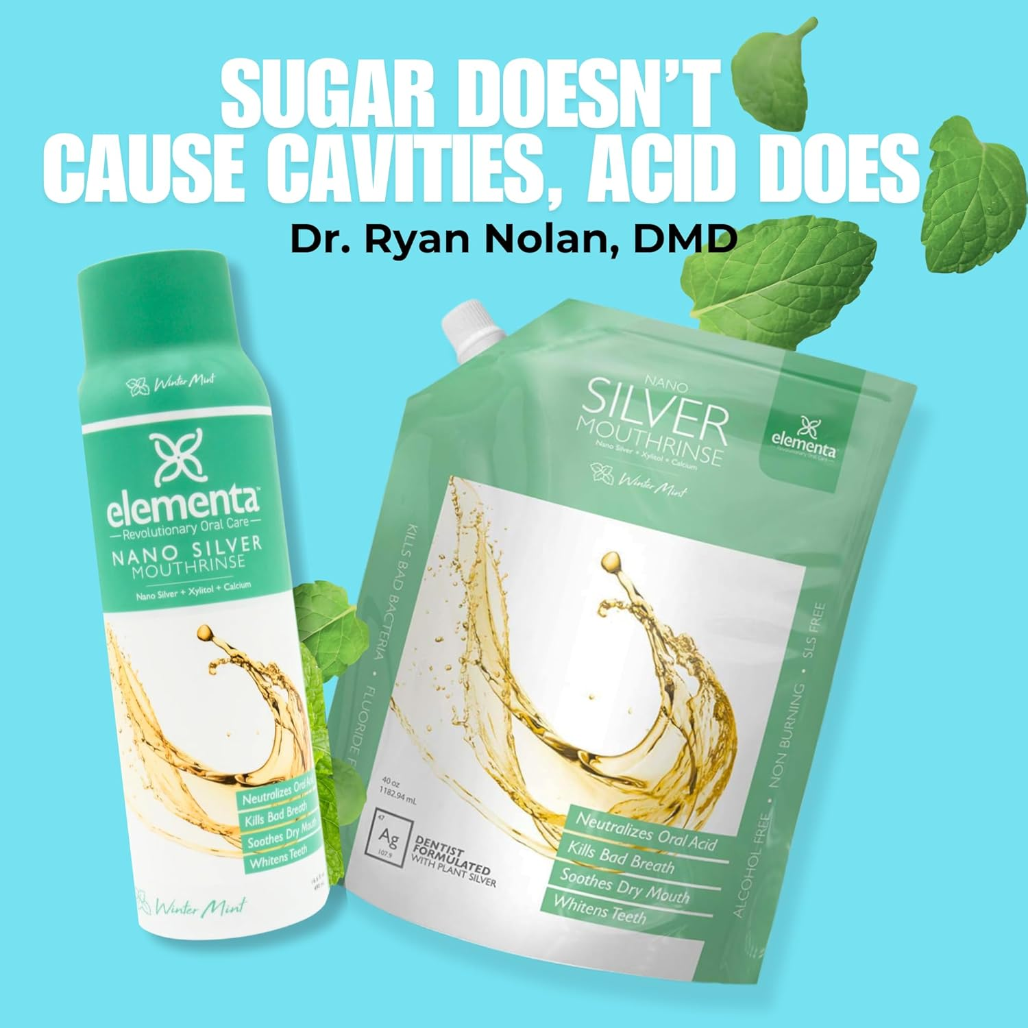 Elementa Silver - Nanosilver Adult Mouth Rinse 20 Fl Oz. - Wintermint image number 2