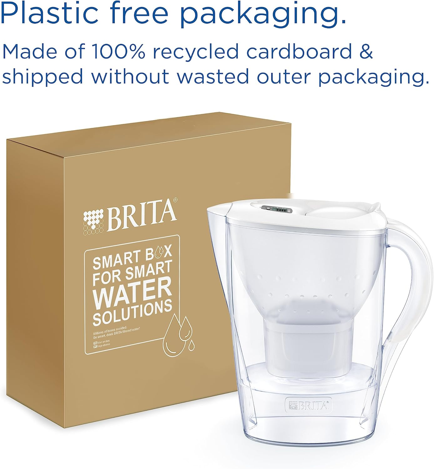 BRITA Marella Water Filter Jug White (2.4L) Half Year Pack Incl. 6X MAXTRA PRO All-In-1 Cartridge - Fridge-Fitting Jug with Digital LTI and Flip-Lid - Now in Sustainable Smart Box Packaging image number 2