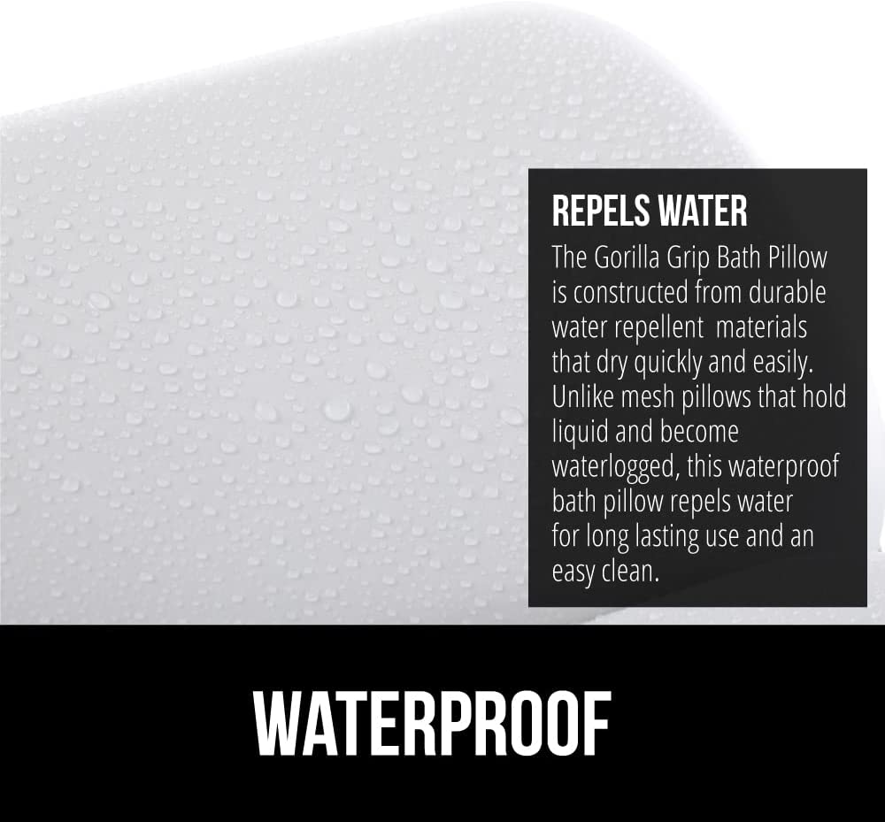 GORILLA GRIP Original Spa Bath Pillow Features Powerful Gripping Technology, Comfortable, Soft & Large (14.5" X 11") Luxury 2-Panel Design for Shoulder & Neck Support, Great for Hot Tub, Jacuzzi, Spas image number 4