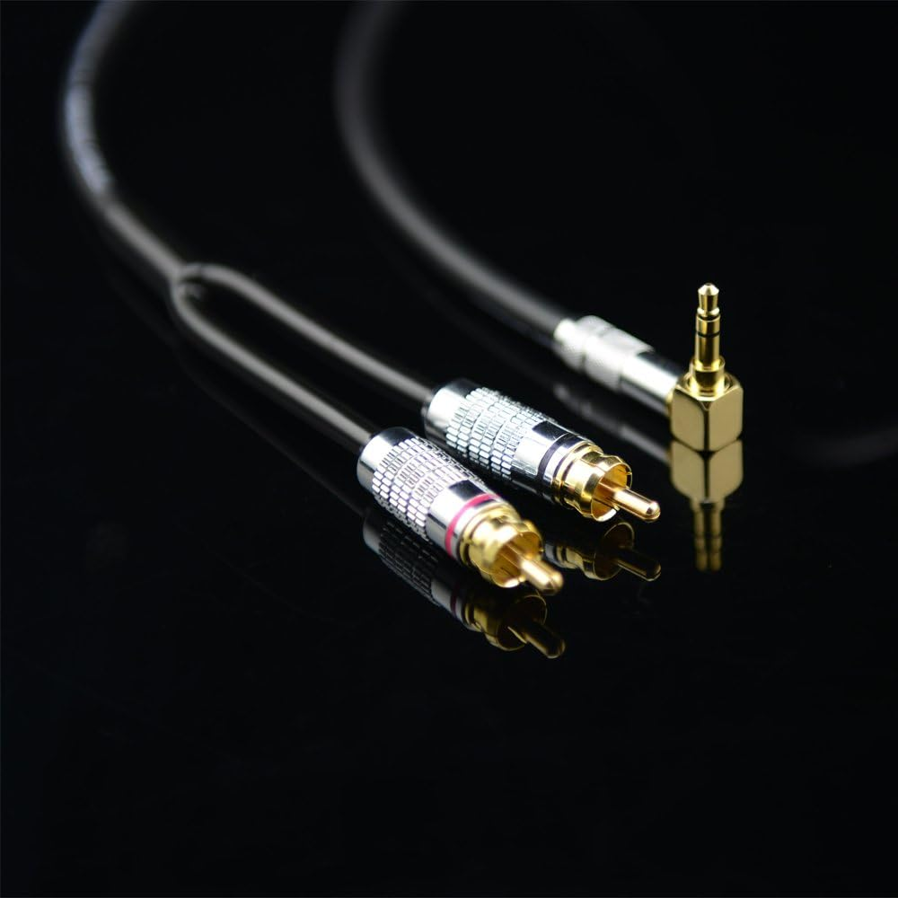 Primeda Audiophile Audio Cable Stereo 3.5Mm Male to 2 RCA Male Hi Fi for Mp3,Cd,Speakers,Home Theater,Hdtv (Right Angle 3.5Mm (3 Feet)) image number 3