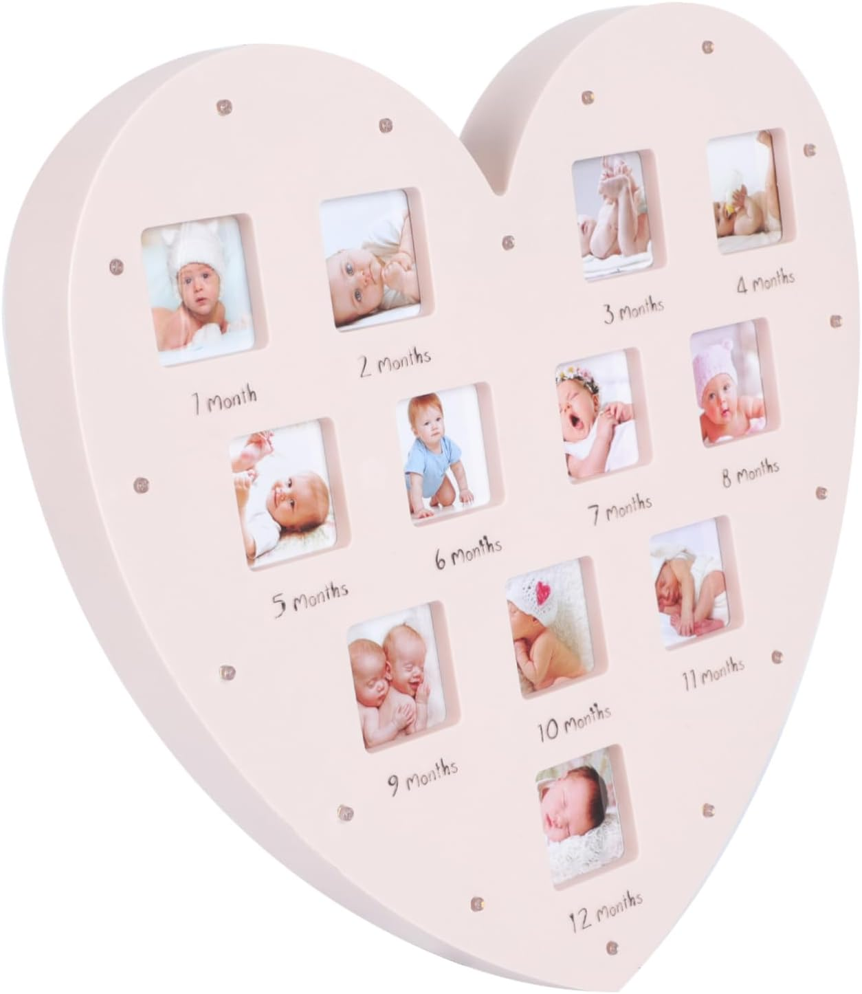Creative Heart Shape Growth Frame with LED Light Month Photo Display for Newborns Keepsake for First Year Memories and Milestone Moments image number 5
