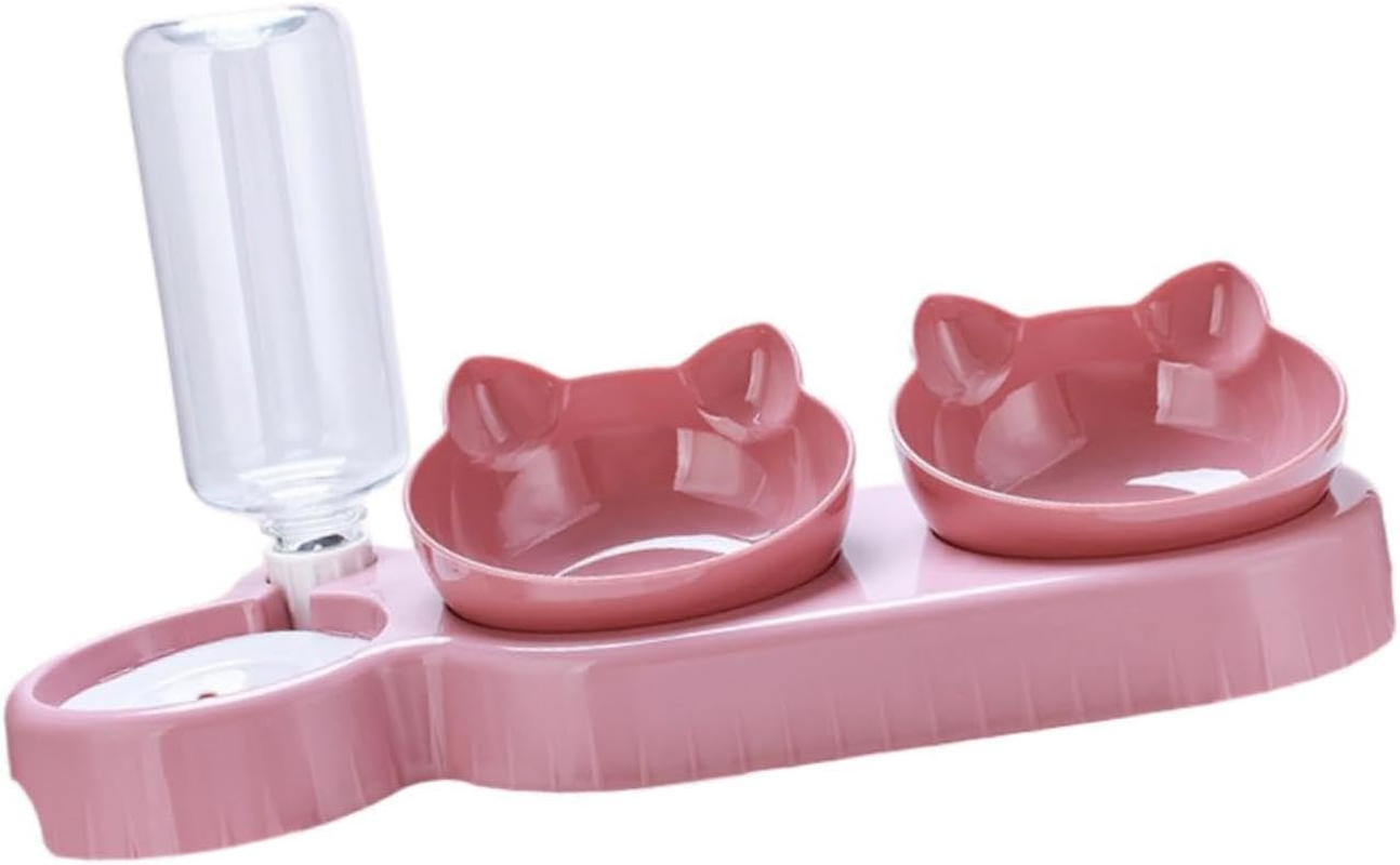 Stgfyxgs Non-Slip Triple Bowls for Cats and Small, Medium and Large Dogs, Pink Red image number 5