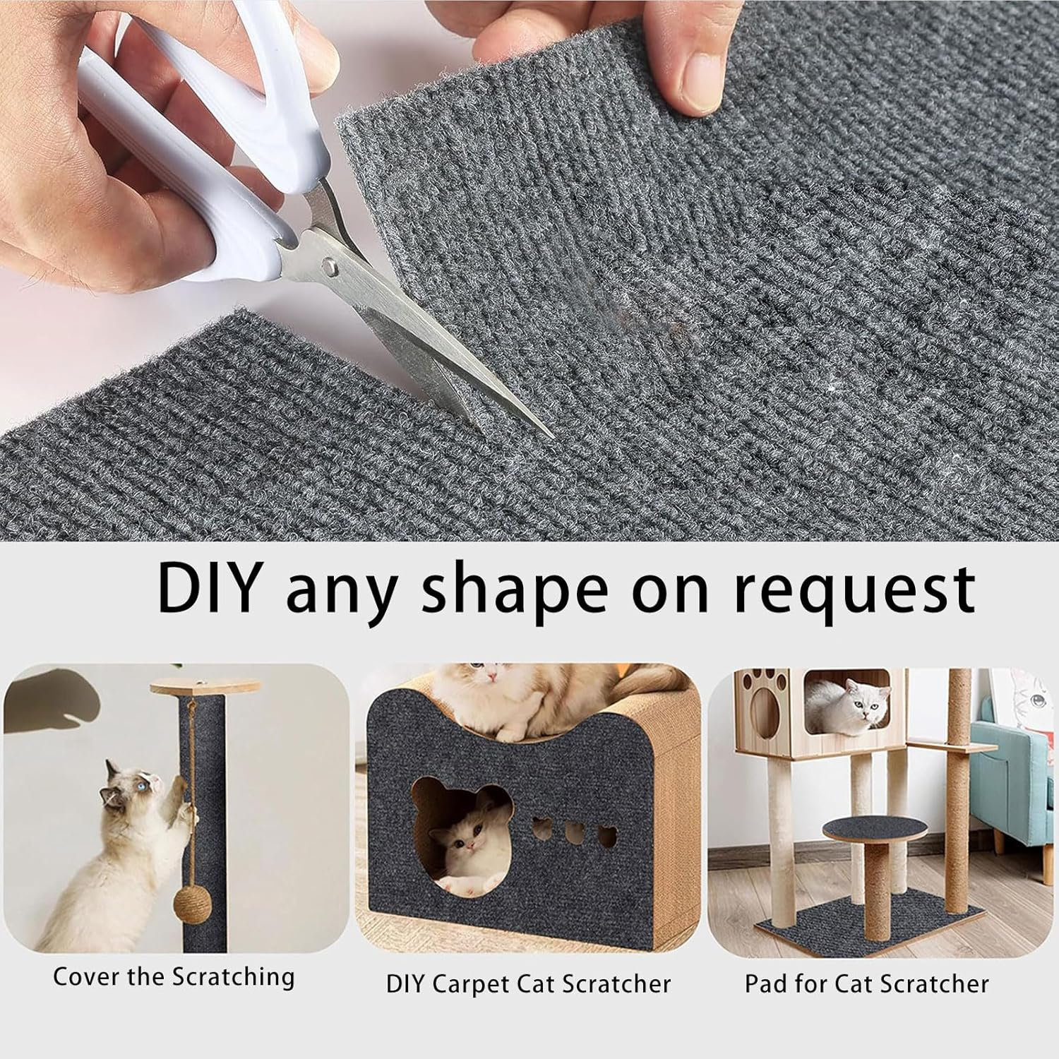Self-Adhesive Cat Scratching Mat, 2 M X 40 Cm, Self-Adhesive Scratching Mat, Cat Scratching Mat, Scratching Mat for Cats, DIY Trimmable Carpet Mat, Cat Scratching Boards, Cat Scratching Mat for Cat