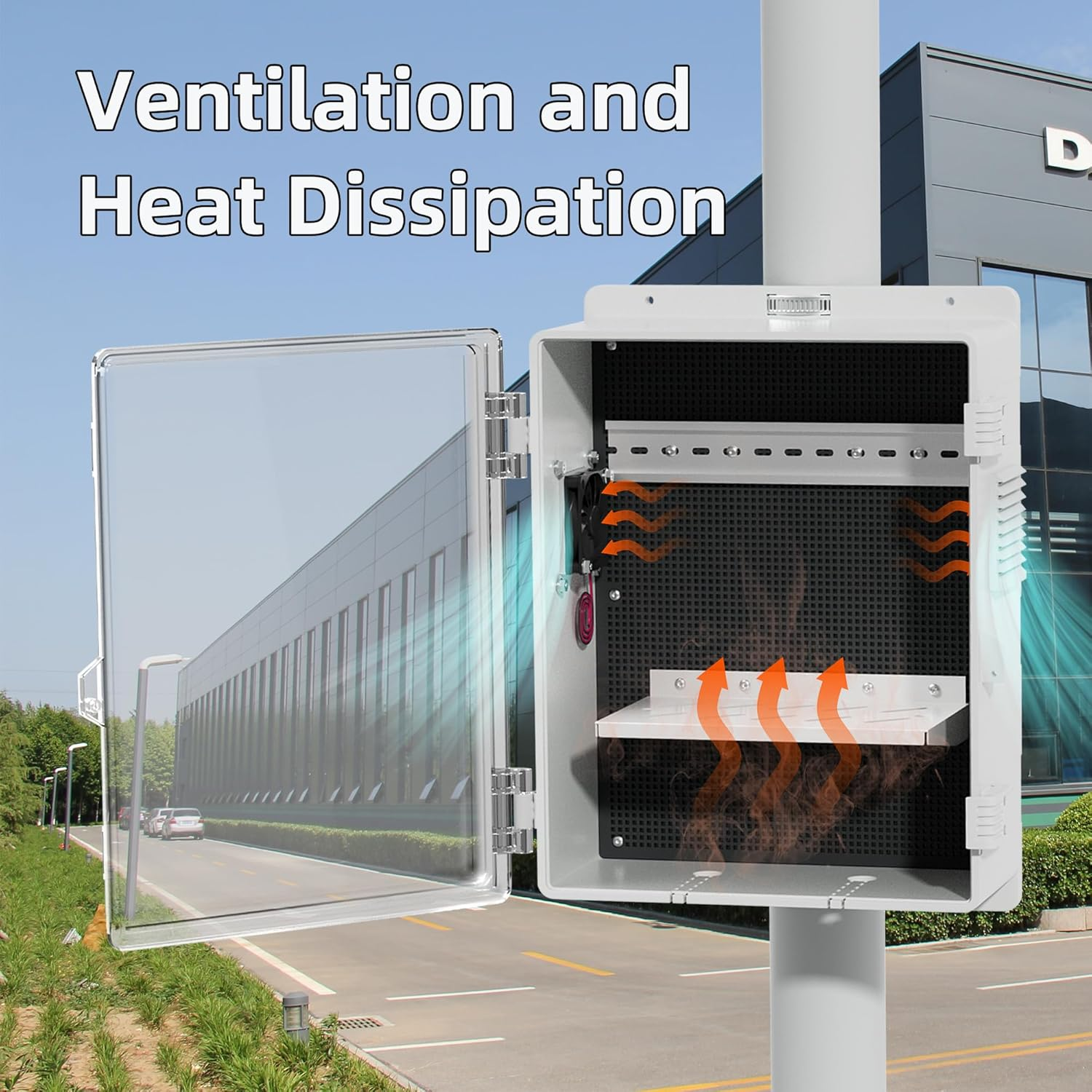 Joinfworld White Outdoor Electrical Box Waterproof Clear Enclosure, 16X11X6 ABS Plastic Wifi Box with Fan Vented Dust Screen image number 1