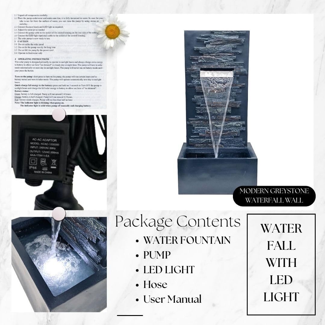 Modern Greystone Waterfall Wall Water Feature Water Fountain image number 2