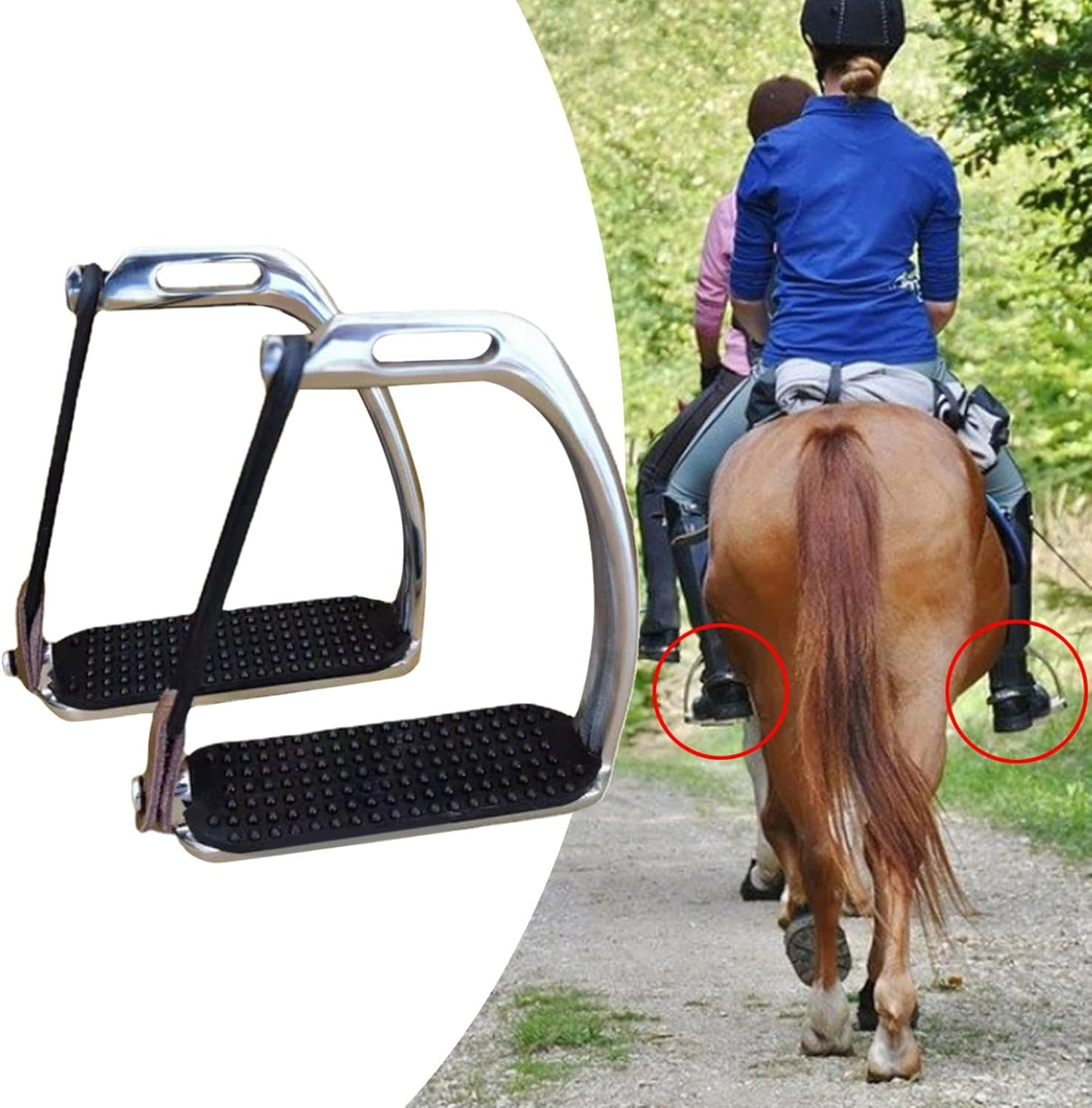 Horse Riding Stirrups 2Pieces Durable Training Tool Hose Saddle Safety Stirrup for Equestrian Sports Outdoor Men and Women image number 5