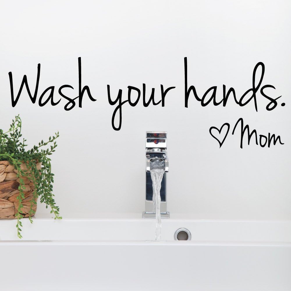 DIY Wash Your Hands Love Mom Quote Bathroom Wall Stickers Waterproof Art Vinyl Decal Bathroom Wall Decor