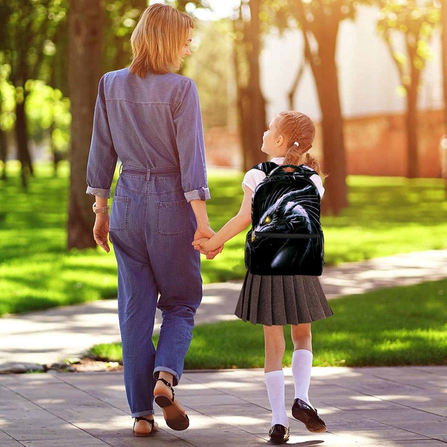 Black Dragon Head on the Black Background Backpack Students Shoulder Bags Travel Bag College School Tote Backpacks image number 1