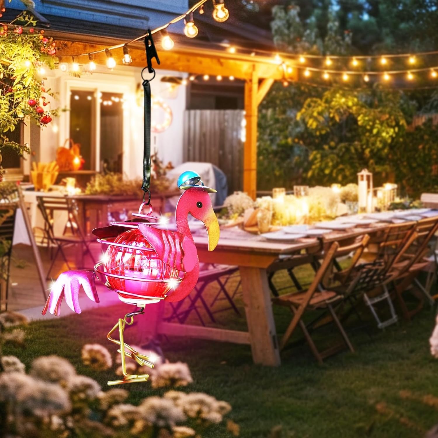 JOKILY Hanging Lamps Solar Lights, Flamingo Decorative Solar Light Outdoor Garden Decoration Fairy Lights, Solar Decoration Flamingo Outdoor Garden Decoration, Solar Lights for Outdoor Garden Lights image number 1