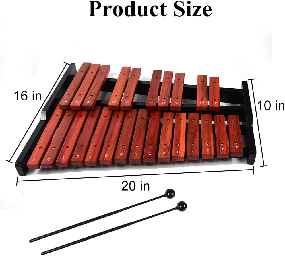 TNZMART 25 Note Xylophone Wooden Glockenspiel Xylophone with Mallet Professional Percussion Instrument (Xylophone) - Xylophone With Stand image number 4