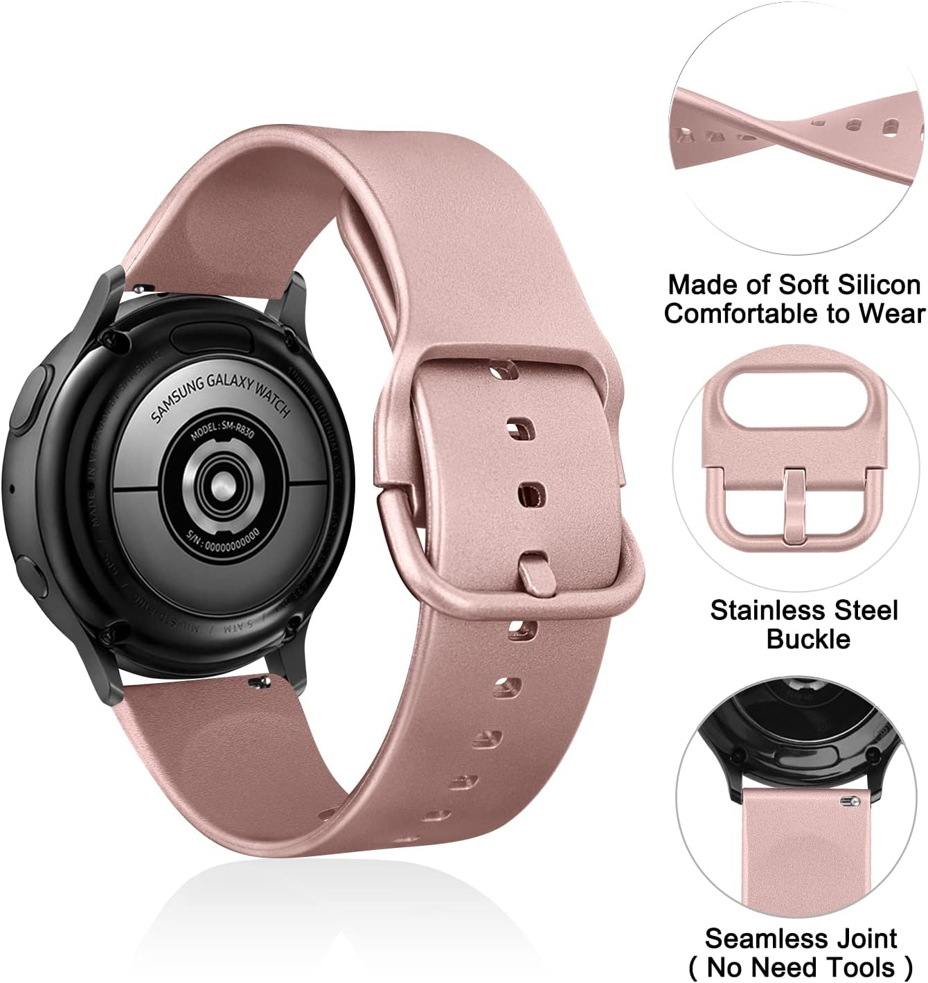 [4 Pack] Sport Bands for Samsung Galaxy Watch 5/6/4/3 40Mm 44Mm, 20Mm Adjustable Soft Strap Replacement for Women Men image number 1