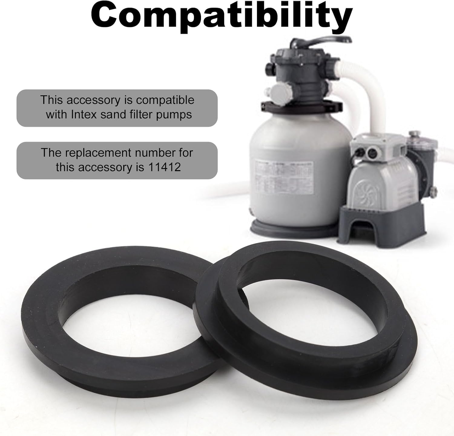 6Pcs O Rings Replacement Part for Intex Pool, Rubber Washers for Pool Sand Filter Pump Gasket Seal Replacement Parts Pool Filter Pump Accessories image number 1