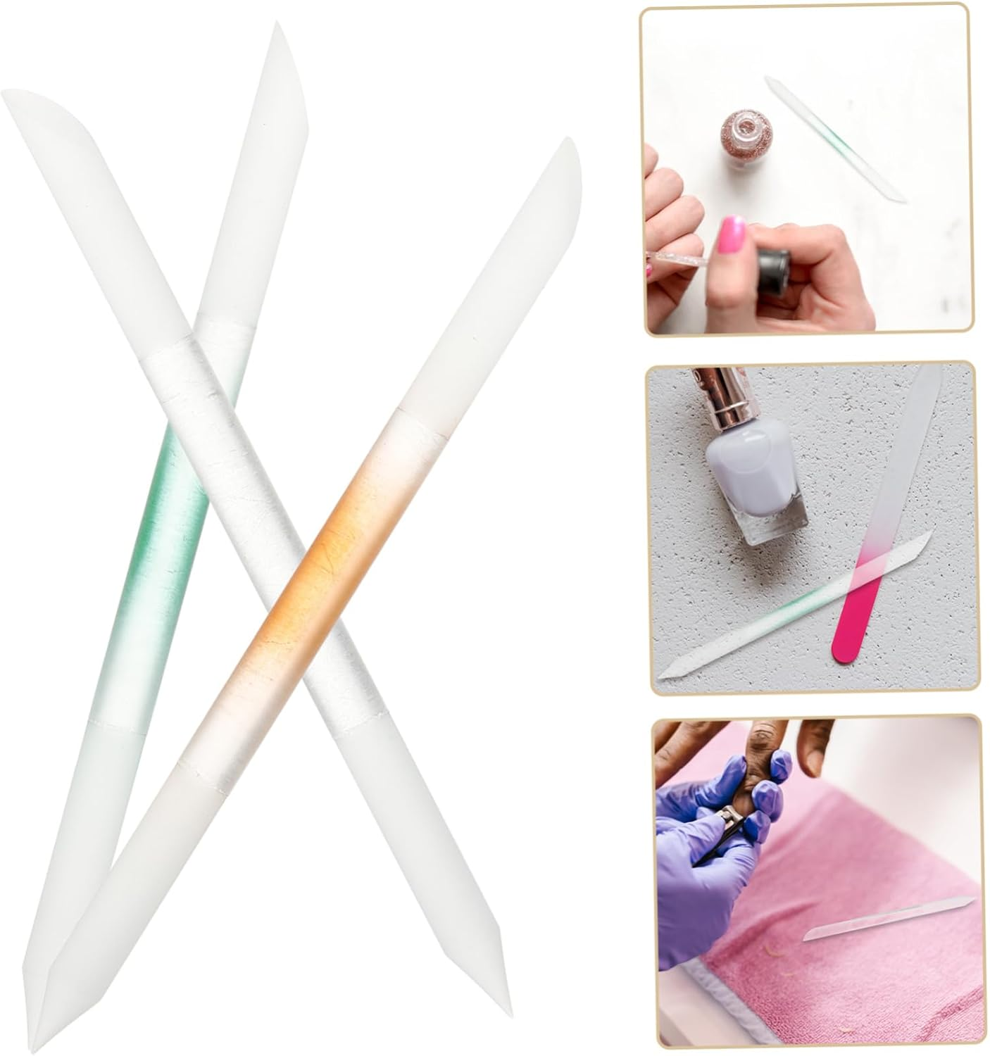 NIYANGLE 3Pcs Nail Files Manicure Glass Nail Burnishing Stick Brush for Cleaning Grinding Tools image number 6