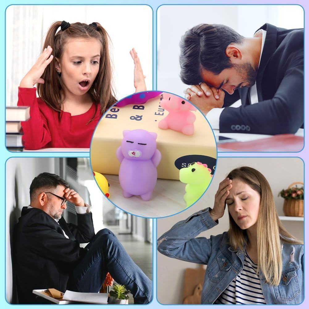 100 Pcs Mochi Squishy Toys, (Random) Mini Sensory Stress Relief Toys,Stress Reliever Anxiety Toys for Kids Women and Man,Classroom Prizes,Birthday Gift image number 1