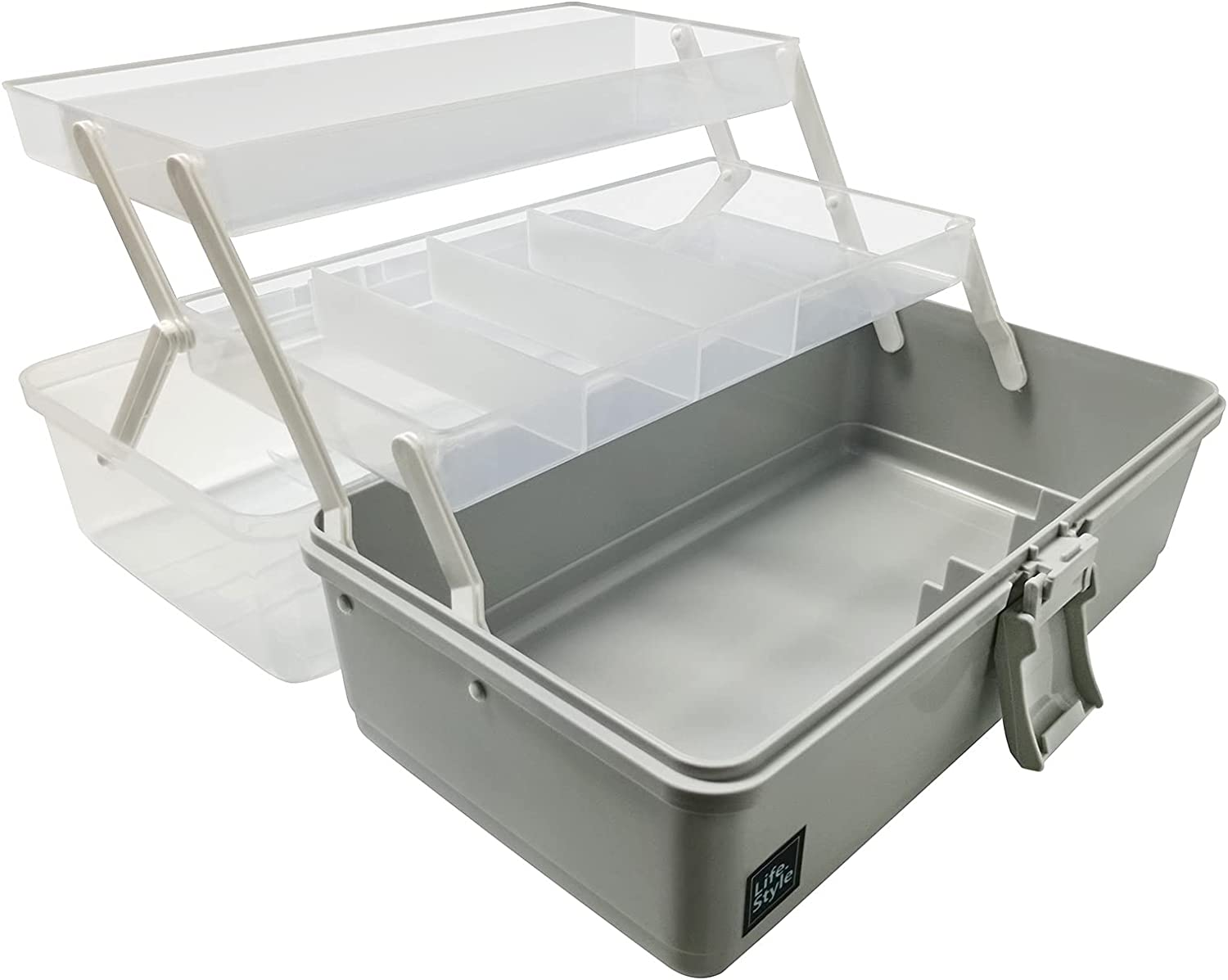 Craft Box, 13 Inch 3 Layers Multipurpose Craft Organizer and Storage Cabinet, Art Supply Storage for Sewing, First Aid and Cosmetic, Portable Handled Storage Box for Home, School, Office