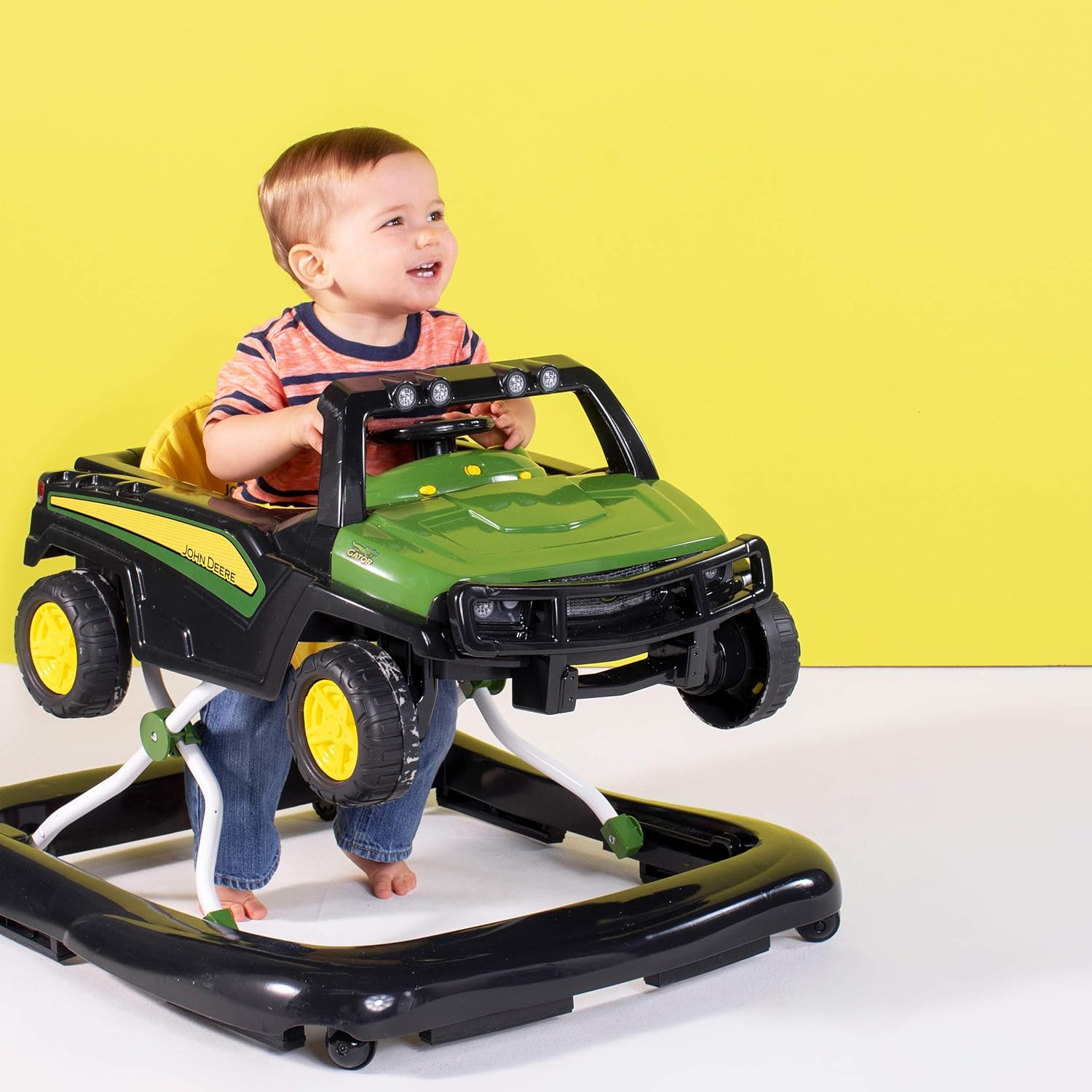 Bright Starts John Deere 4-In-1 Gator Green Baby Activity Center & Push Walker with Removable Interactive Steering Wheel Toy, 6 Months and Up image number 1