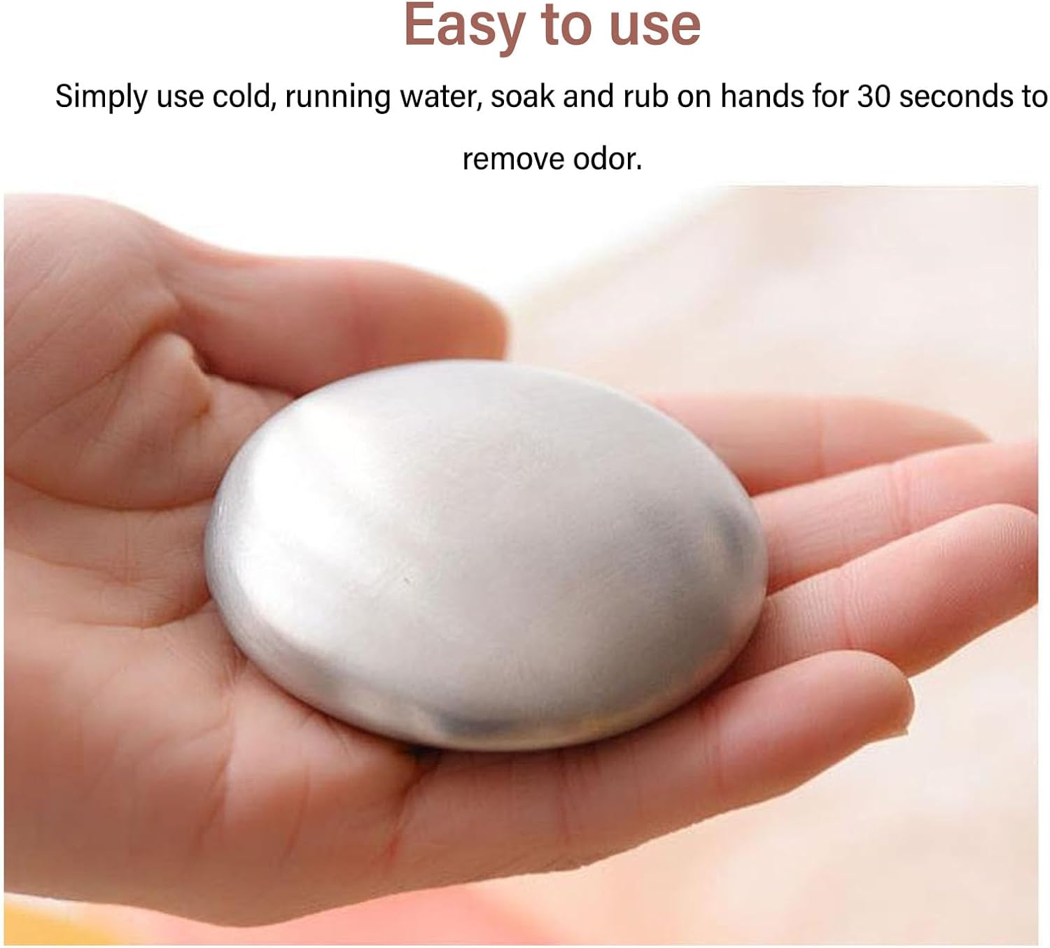 Metal Soap Bar - Hand Wash Kitchen Gadget | Stainless Steel Soap Bar | Multi Fuctional Kitchen & Outdoor Essential for Removing Fish Garlic Onion Smell (1Pcs) image number 1