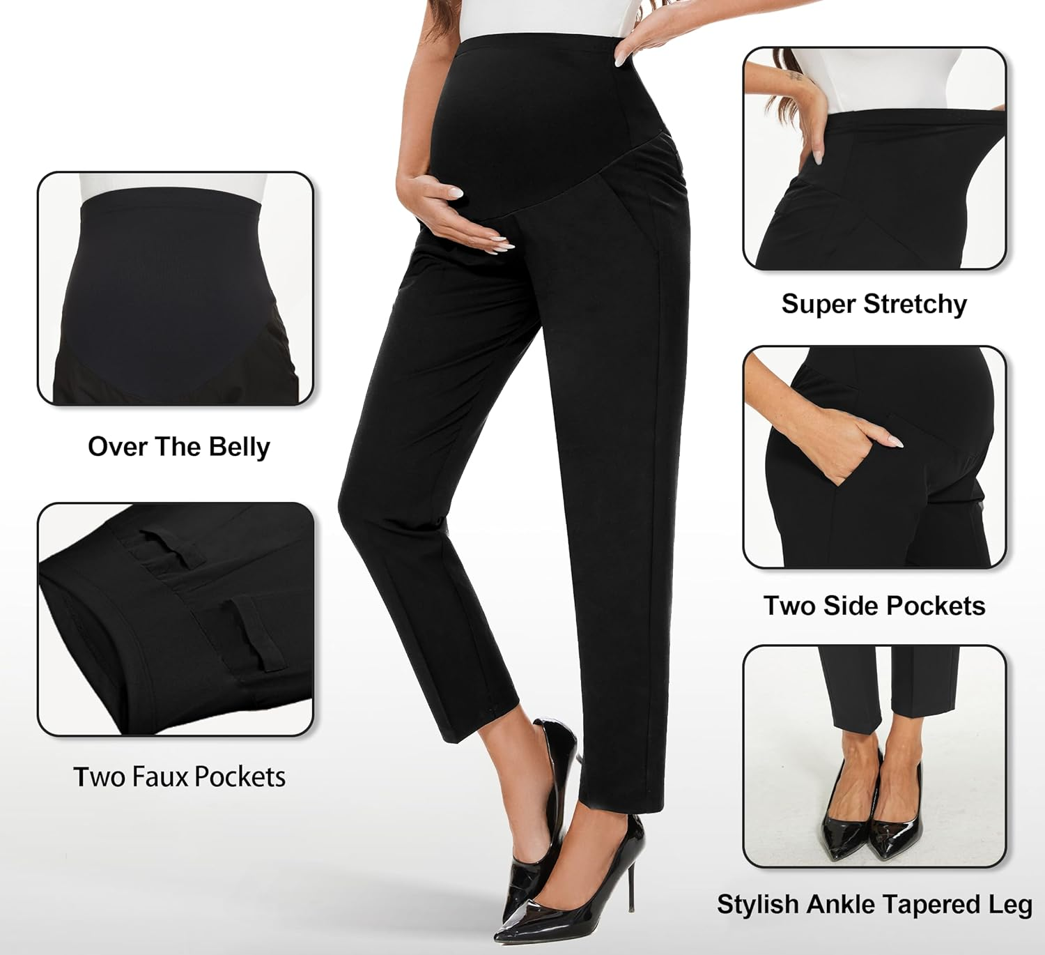 PACBREEZE Women'S Maternity Pants for Work Capris Casual Comfort and Style Ankle Pants image number 6