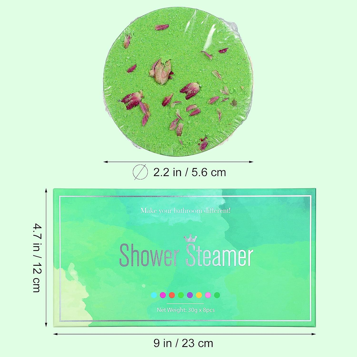 BEBEMOKO 8Pcs Aromatherapy Shower Steamers with Essential Oils, 30G Bath Sea Salt Tablets for Women, Mood Relief Bath Aroma Tablets Spa Shower Set