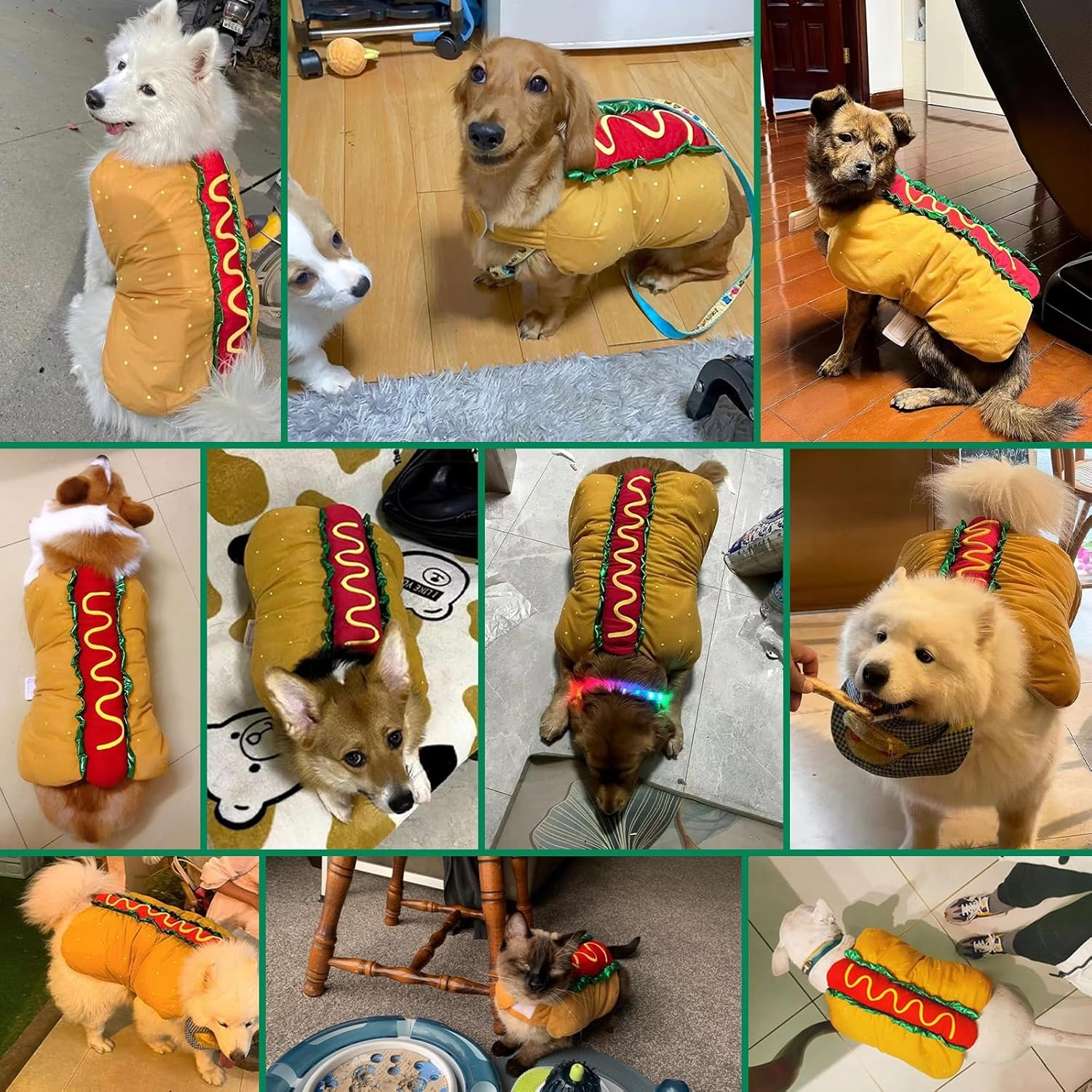 Hot Dog Pet Costume,Dog Costume,Dog Halloween Costume Pet Cosplay Party Suit,Funny Cat Costume,Christmas Party Role Play Dress up and Hot Dog Design Costumes for Dogs&Cats (Medium)