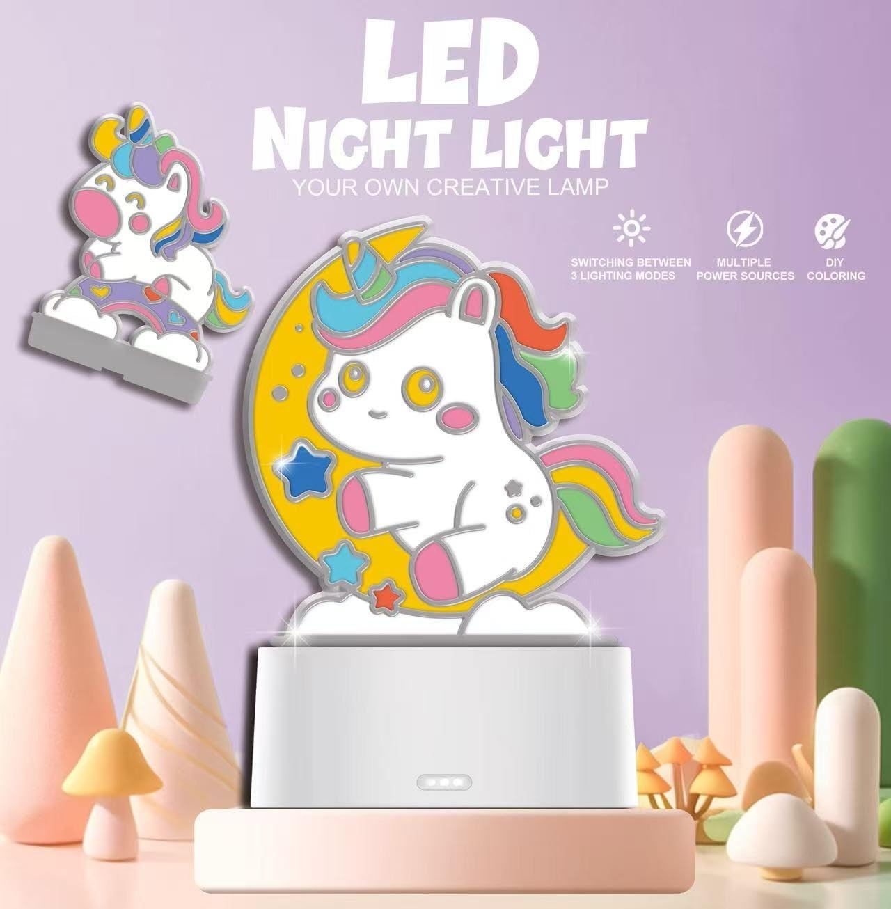 LED Night Light Cartoon Pink Night Lamp Cute Bedroom Decor (B) - A image number 2