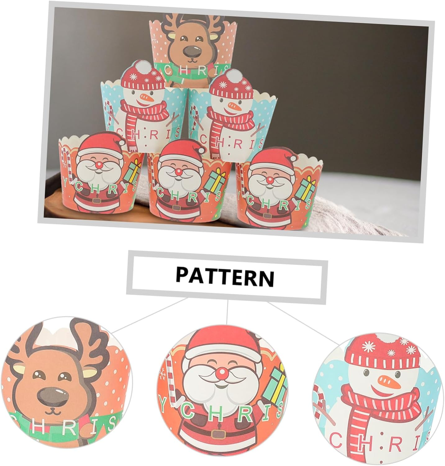 150Pcs Christmas Cake Cups Small Pack for Holiday Parties and Festive Baking Heat-Resistant Material Provides Safe Use for Christmas Cake Decorations and Party Favors Random Color image number 1