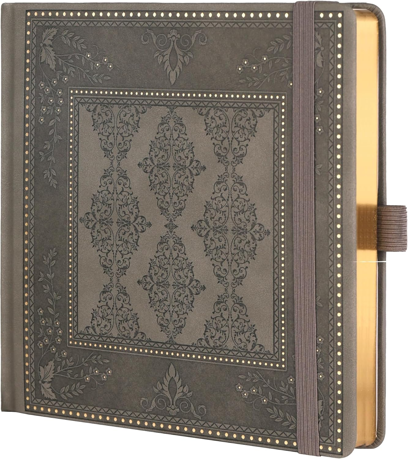 TIEFOSSI Bullet Dotted Journal, Dot Grid Notebook for Women Men, Hardcover PU Leather Journal, 160 GSM Thick Paper, 160 Numbered Pages with Gold Edges, 8 X 8 Square Diary