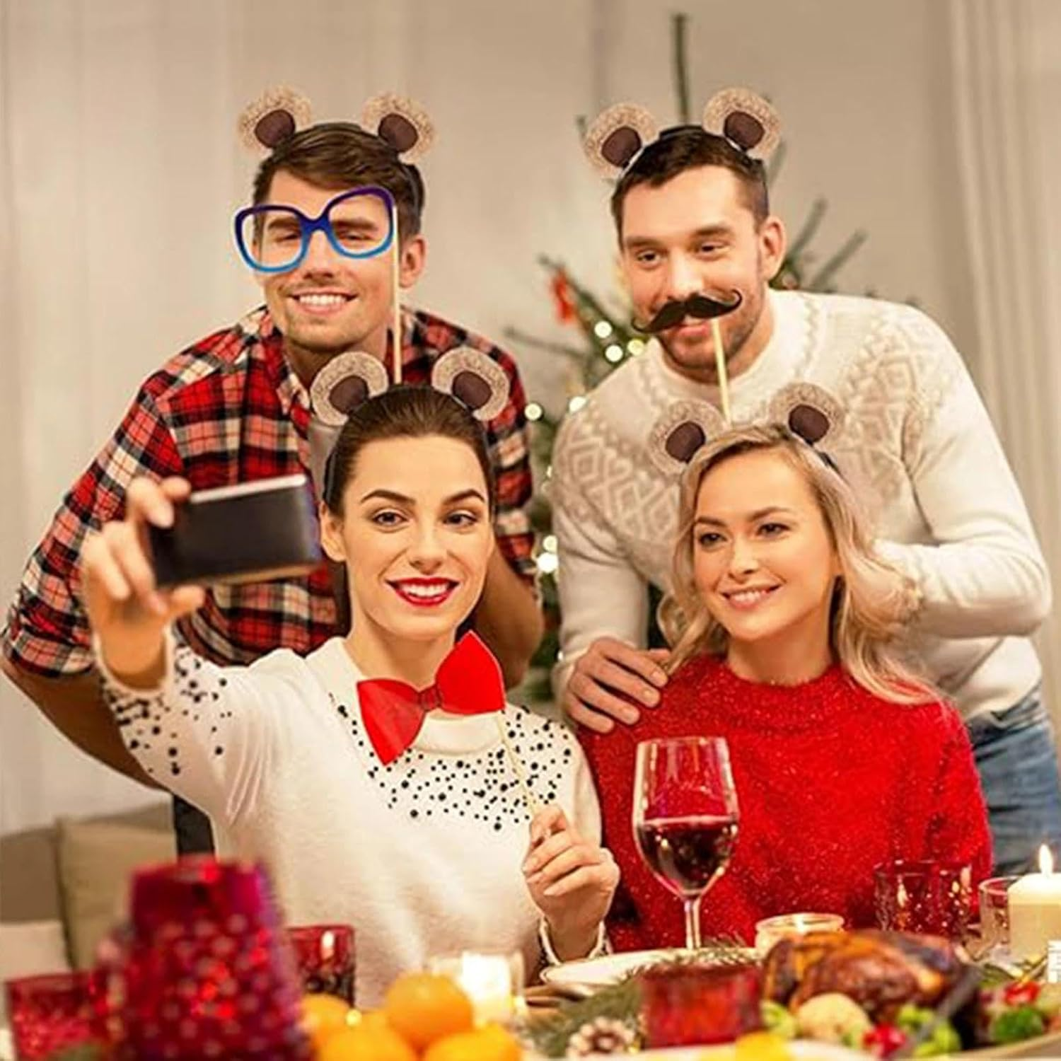 Dinghaole 2Pcs Cute Brown Bear Ear Headband, Soft Plush Animal Ear Headband for Costume Parties, Role-Playing, Festivals, Photography Props image number 3