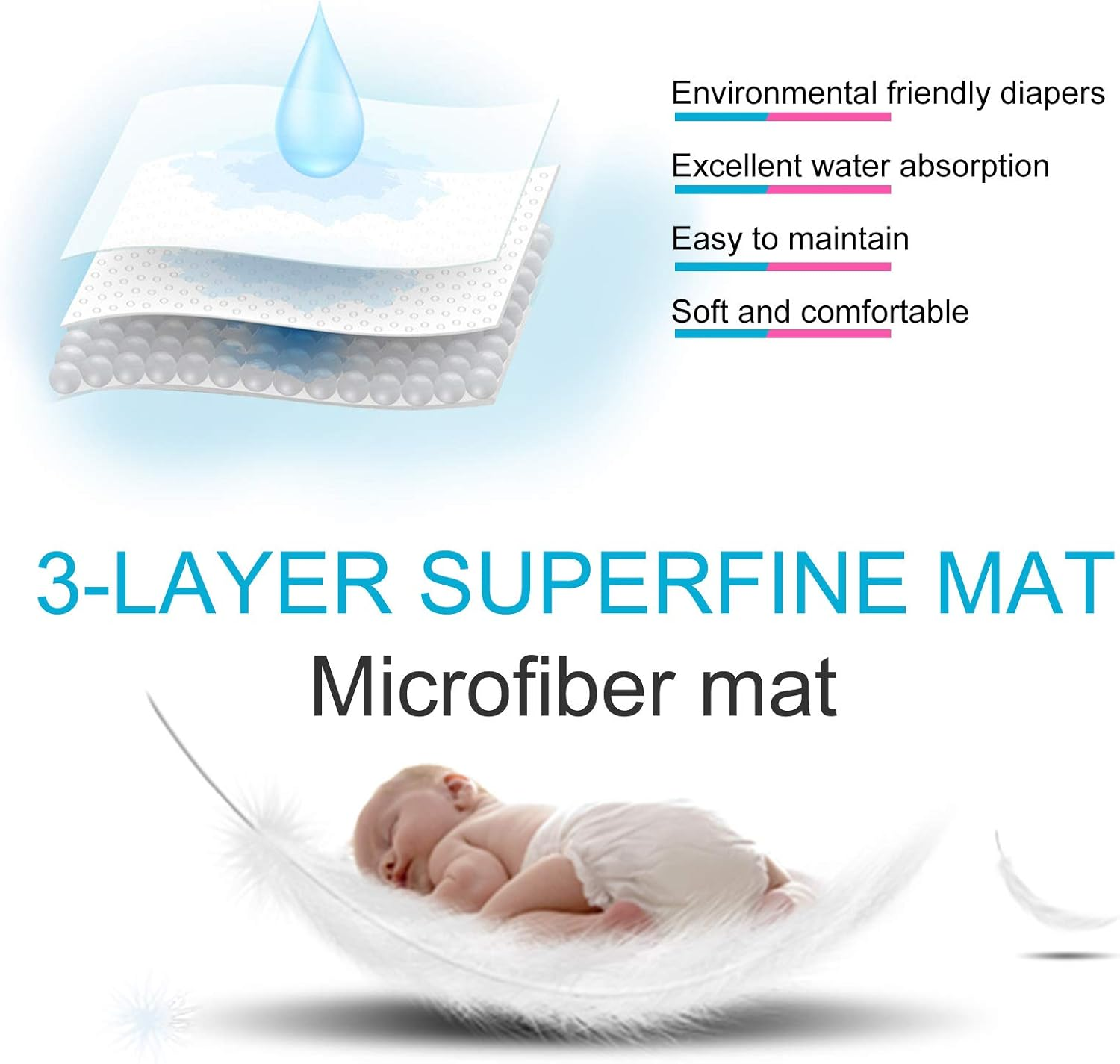 Baby Liner Inserts, 3‑Layer Super Absorbent Cloth Nappy Liners, Diapers Microfiber Baby Liner Inserts Reusable Baby Cloth for Baby Baby Bath Kids Children(Pack of Five, 35 * 13.5Cm) image number 4