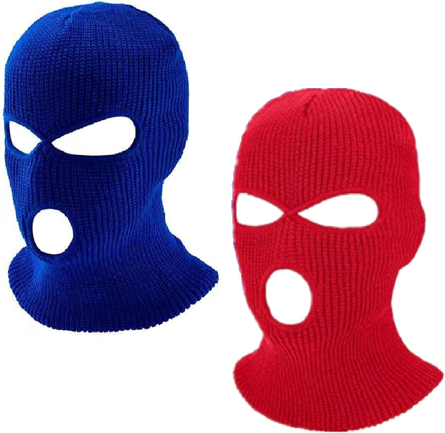 3 Hole Winter Knitted Mask, Outdoor Sports Full Face Cover Ski Mask Warm Knit Balaclava for Adult - Black+Grey image number 7