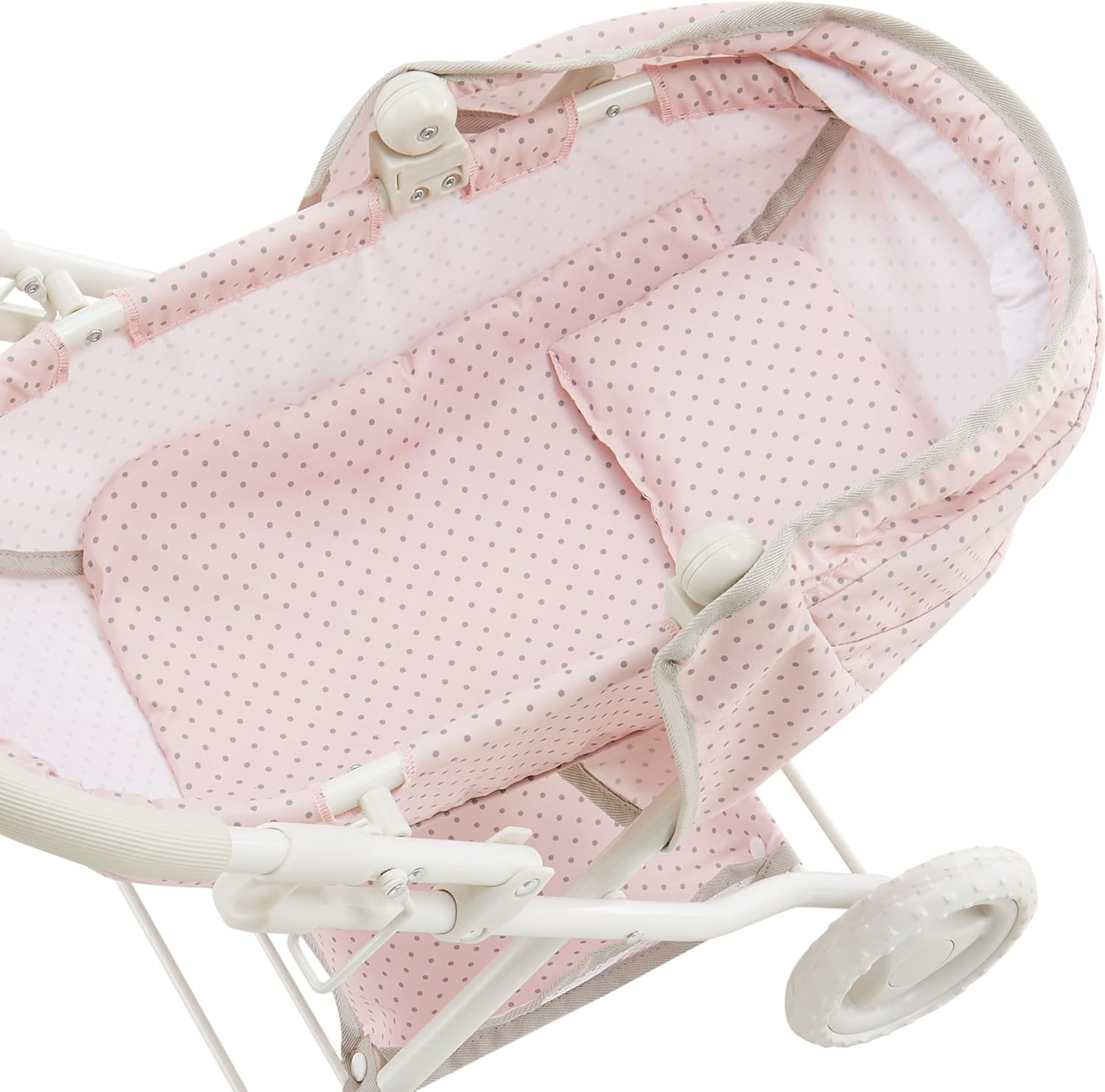Olivia'S Little World Polka Dot Princess Baby Doll Pram Stroller with Retractable Canopy & Storage, Pink image number 2