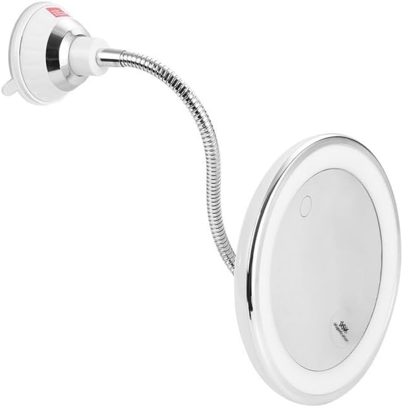 10X Magnifying Makeup Mirror with LED Light, 360&deg; Rotating Flexible Gooseneck, Suction Cup Wall Mount image number 1