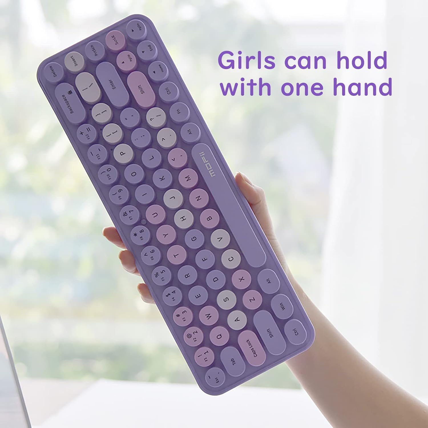 Compact Colorful Wireless Keyboard and Mouse Combo, Soundless 68 round Keys, Suitable for Girls and Kids, Compatible with Notebook, PC (Purple) image number 3