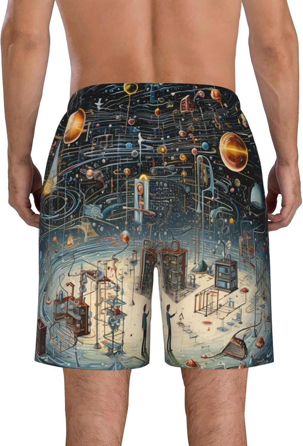 WURTON Physics Print Print Men'S Beach Shorts Hawaiian Summer Holiday Casual Shorts with Drawstring, Quick Dry image number 4