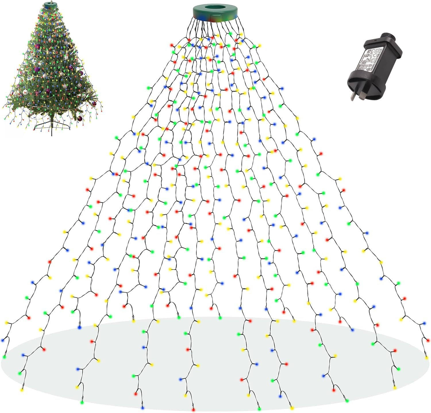 Christmas Tree Lights 280 LED, 2M X 8 Lines Easy to Install Christmas String Lights with 8 Modes, Christmas Decorations Christmas Lights for 1.8M - 2.4M Xmas Tree - Multicolor