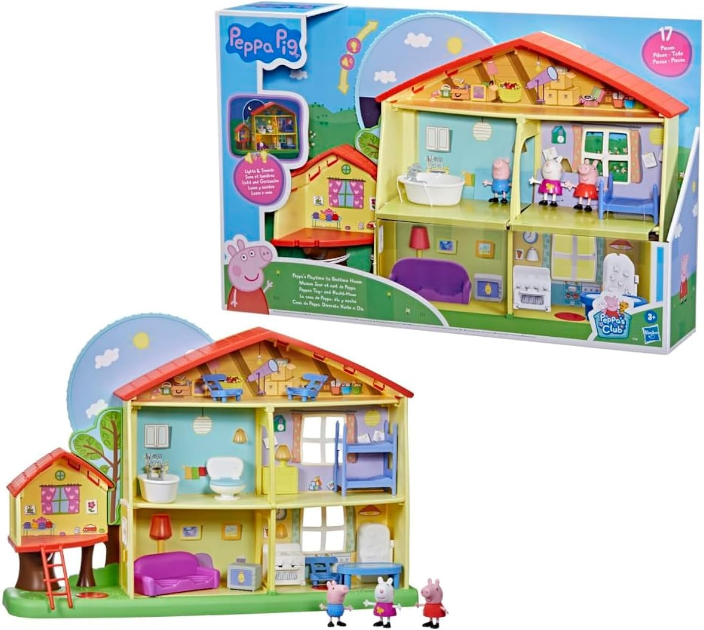 Peppa Pig - Peppa'S Adventures - Peppa'S Playtime to Bedtime House - Three Story House - Day and Night Time Modes - Sounds and Lights - Preschool Toys for Kids - F2188 - Ages 3+, Multicolor image number 3