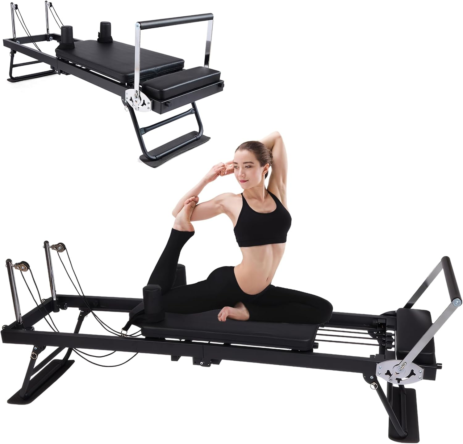 Zertylre Home Gym Pilates Workout Machine, Pilates Core Bed Multifunctional Collapsible Yoga Bed for Home Gym Workout (Black) image number 2