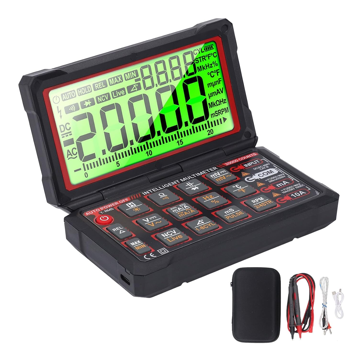 Digital Multimeter Tool, NCV Rechargeable Cable Identification Flip-Up Multimeter for Automotive Domestic Socket